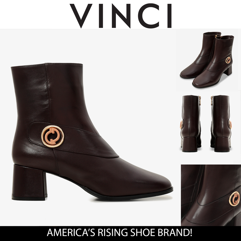 The Windsor Brown Leather Block Heel Boot - Vinci Leather