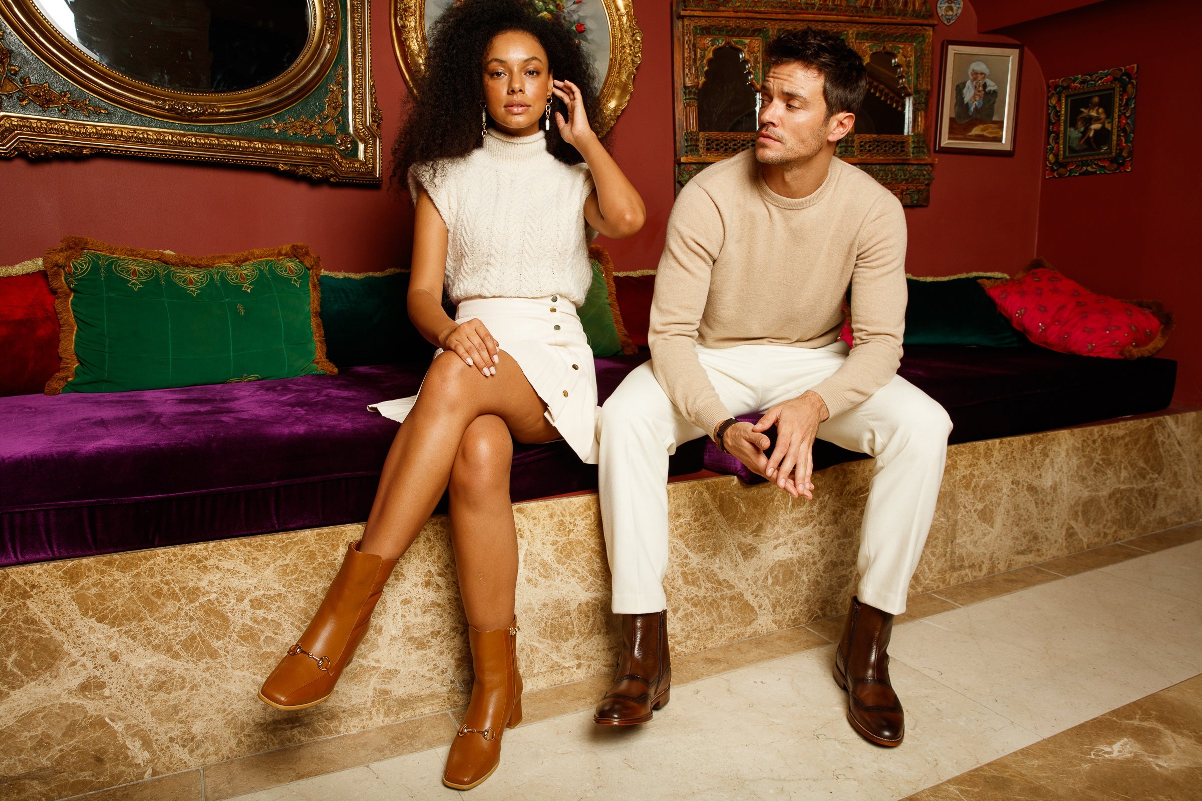 The Bukres Tan Leather Block Heel Mid Calf Boot - Vinci Leather