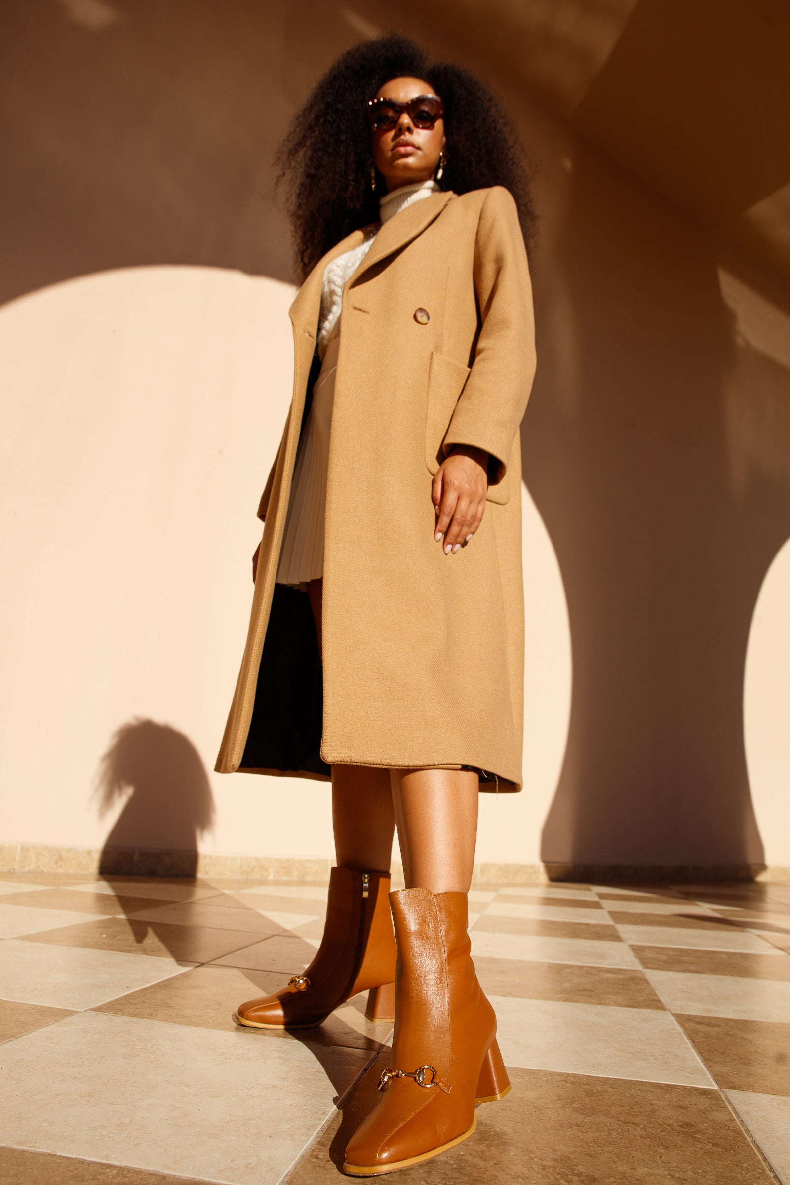 The Bukres Tan Leather Block Heel Mid Calf Boot - Vinci Leather