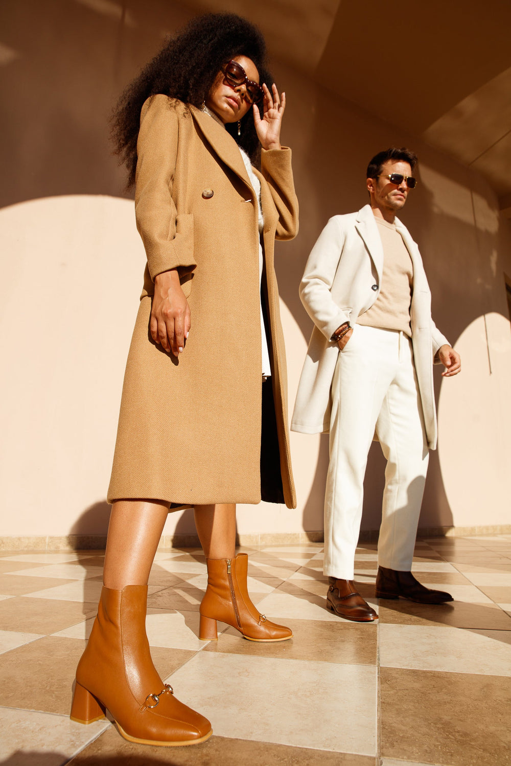 The Bukres Tan Leather Block Heel Mid Calf Boot - Vinci Leather