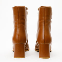 The Bukres Tan Leather Block Heel Mid Calf Boot - Vinci Leather