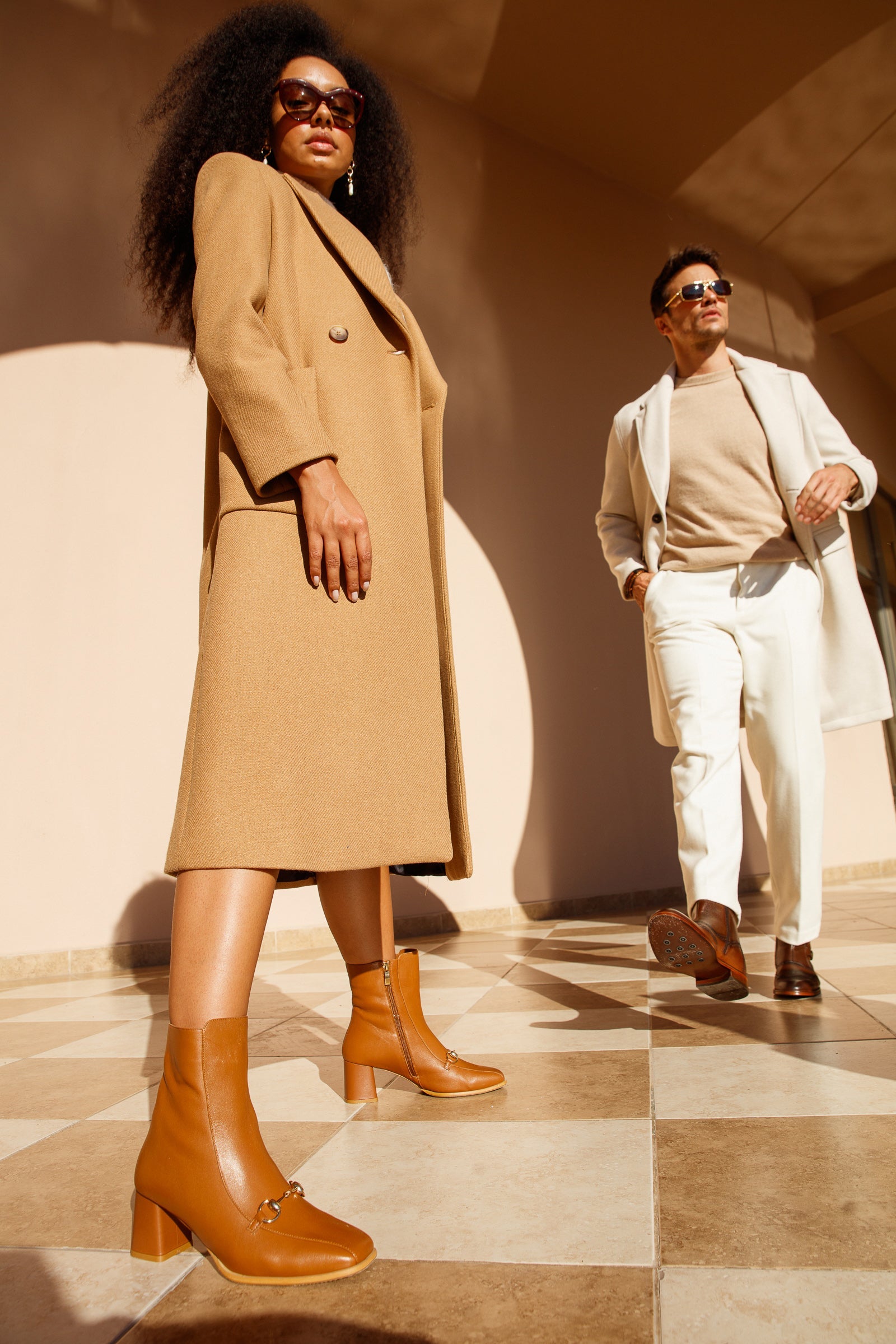 The Bukres Tan Leather Block Heel Mid Calf Boot - Vinci Leather