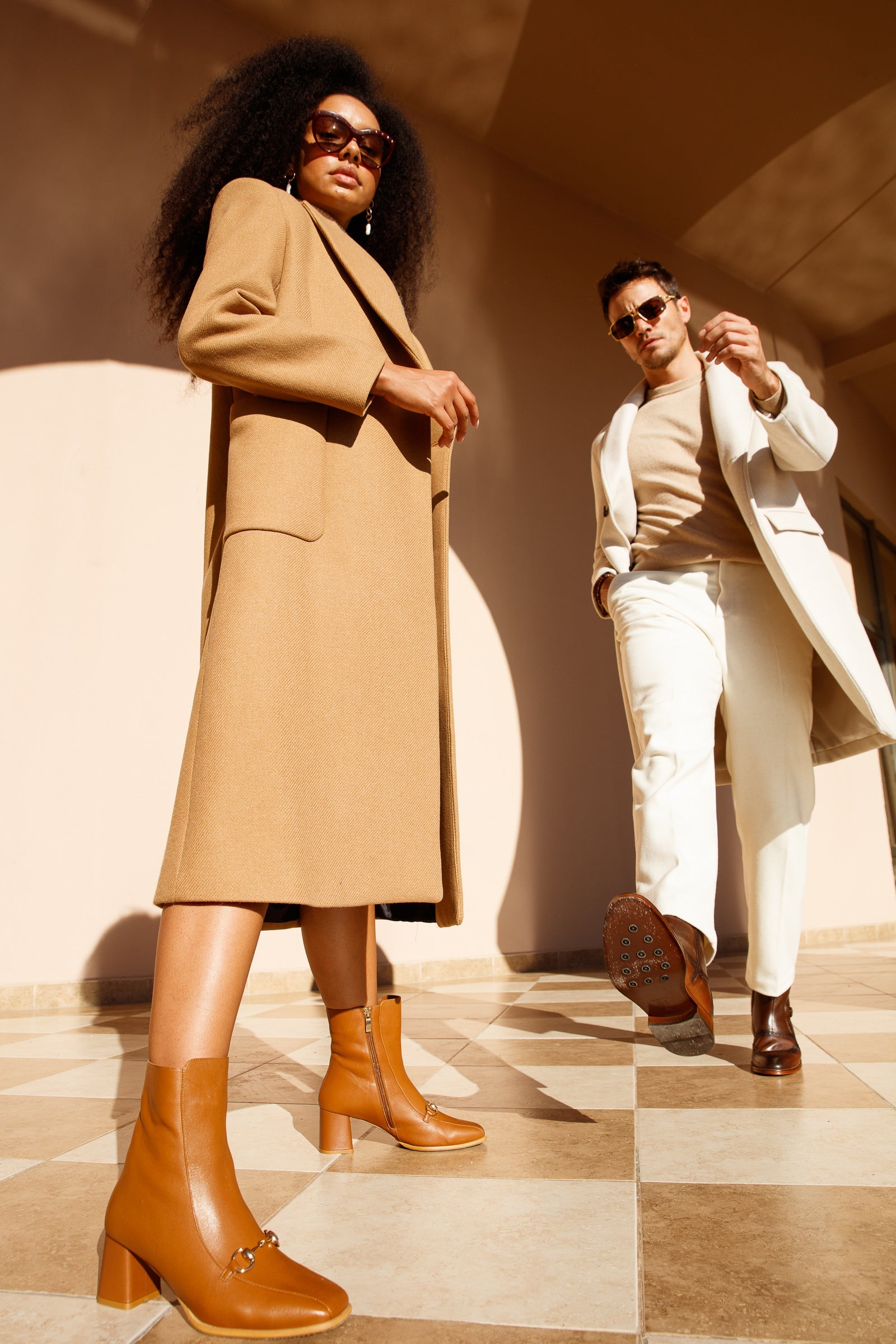 The Bukres Tan Leather Block Heel Mid Calf Boot - Vinci Leather