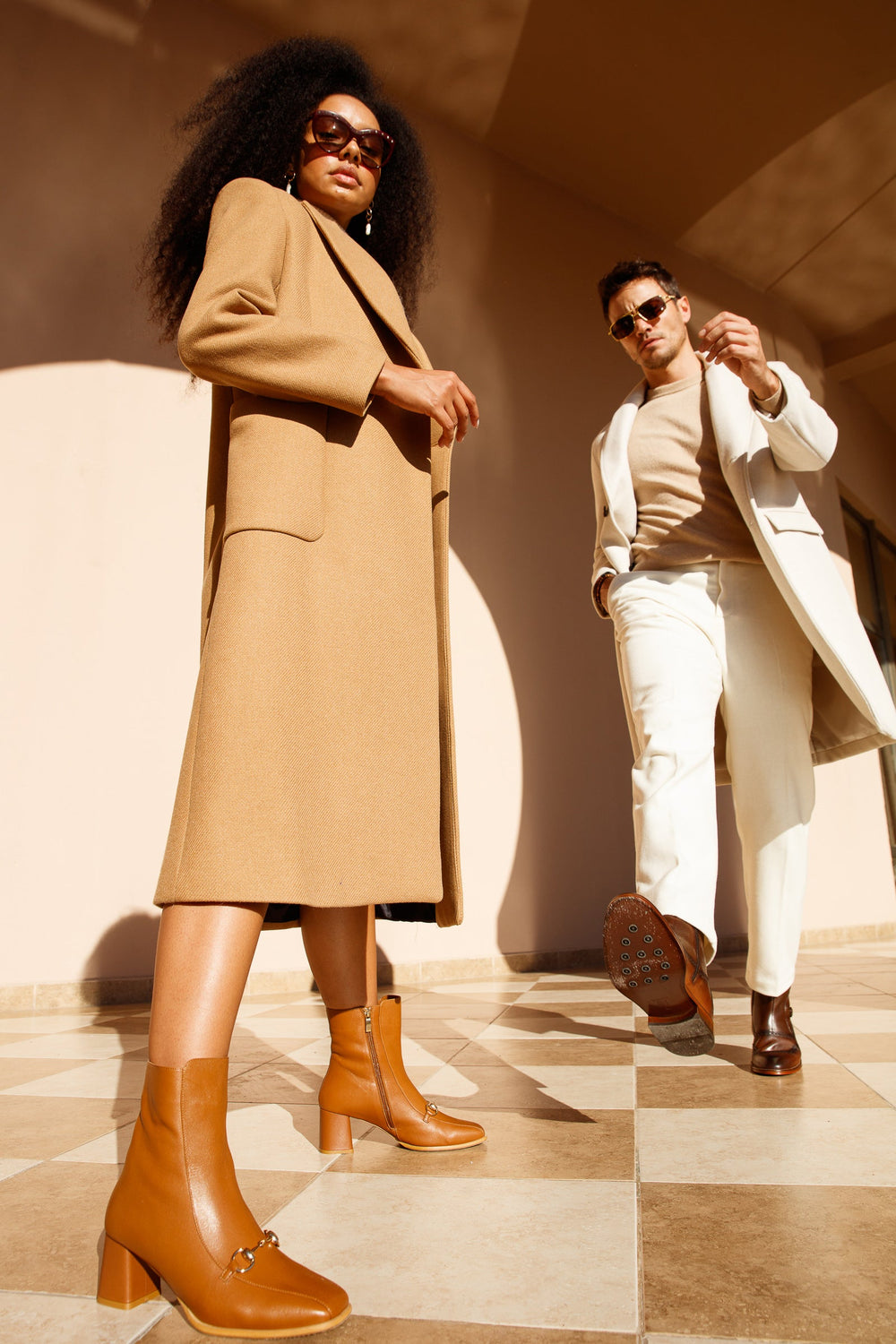 The Bukres Tan Leather Block Heel Mid Calf Boot - Vinci Leather