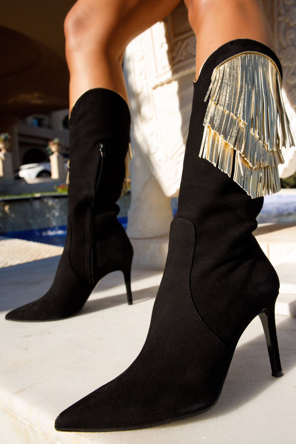 The Vienna Black Suede Leather Knee High  Boot - Vinci Leather