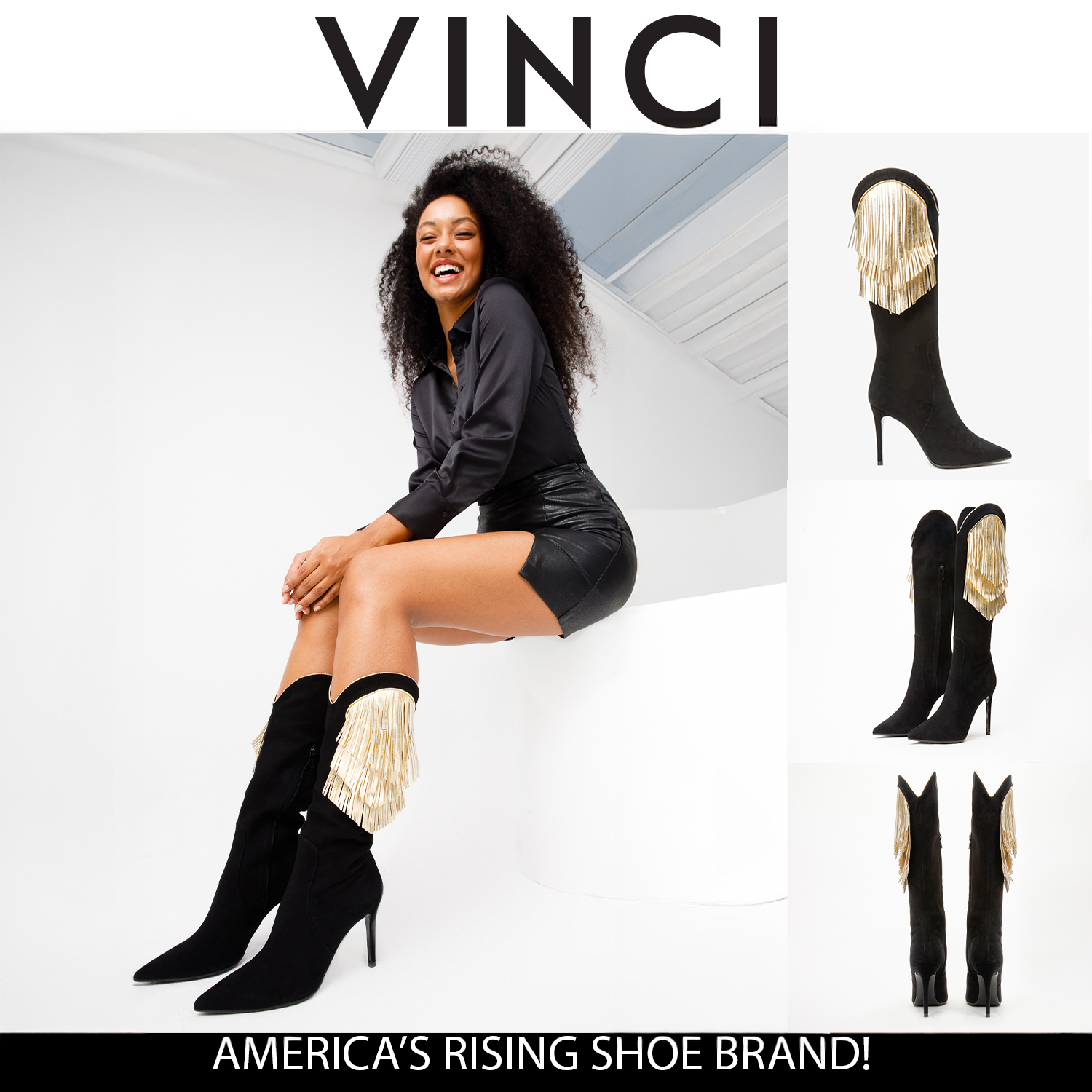The Vienna Black Suede Leather Knee High  Boot - Vinci Leather