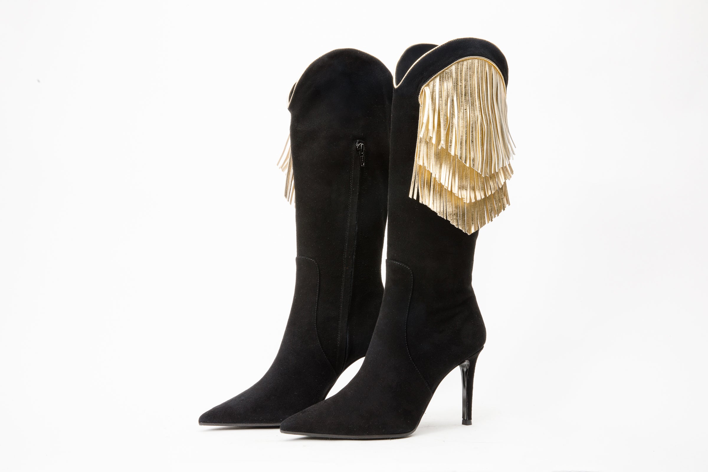 The Vienna Black Suede Leather Knee High  Boot - Vinci Leather