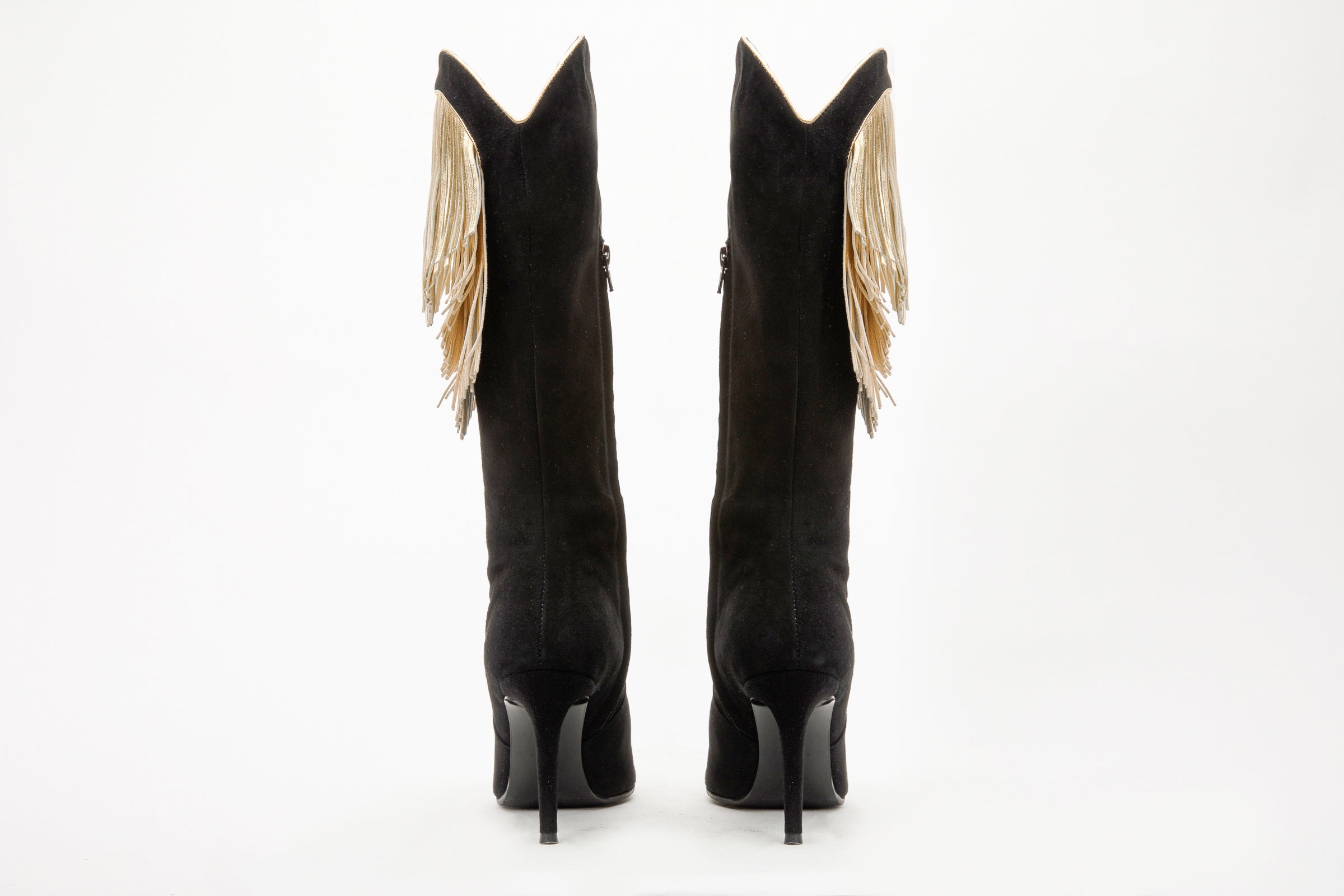 The Vienna Black Suede Leather Knee High  Boot - Vinci Leather