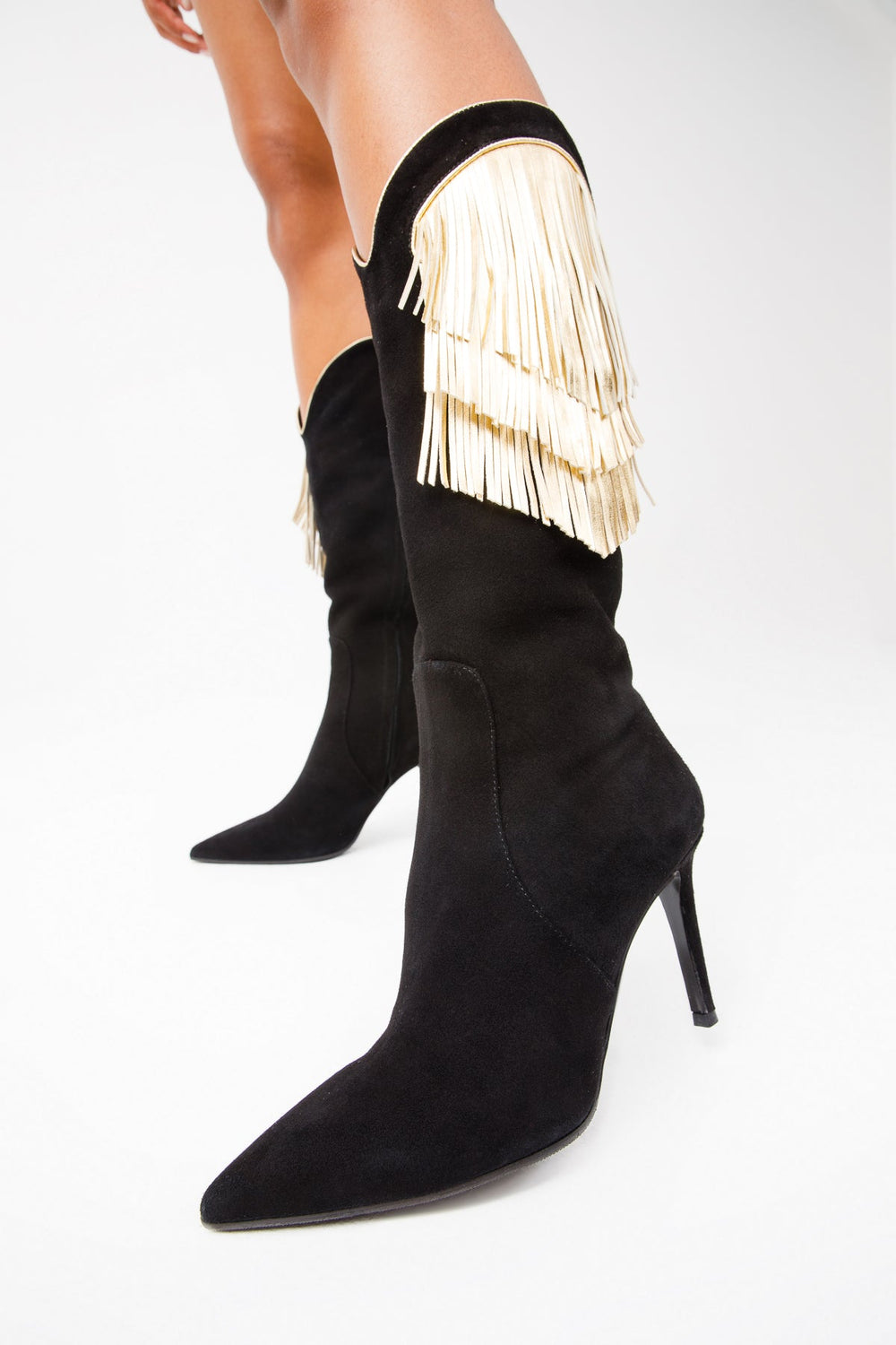 The Vienna Black Suede Leather Knee High  Boot - Vinci Leather
