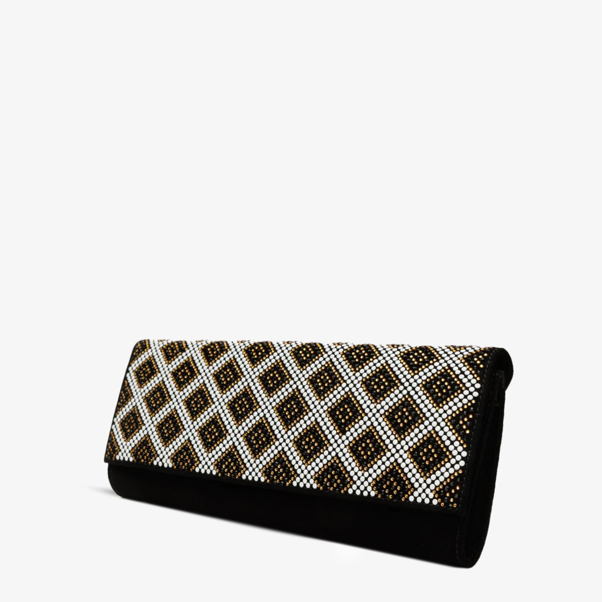 The Nampula Black Glitter Suede Leather Clutch - Vinci Leather