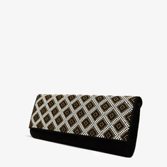 The Nampula Black Glitter Suede Leather Clutch - Vinci Leather