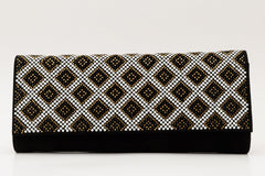 The Nampula Black Glitter Suede Leather Clutch - Vinci Leather