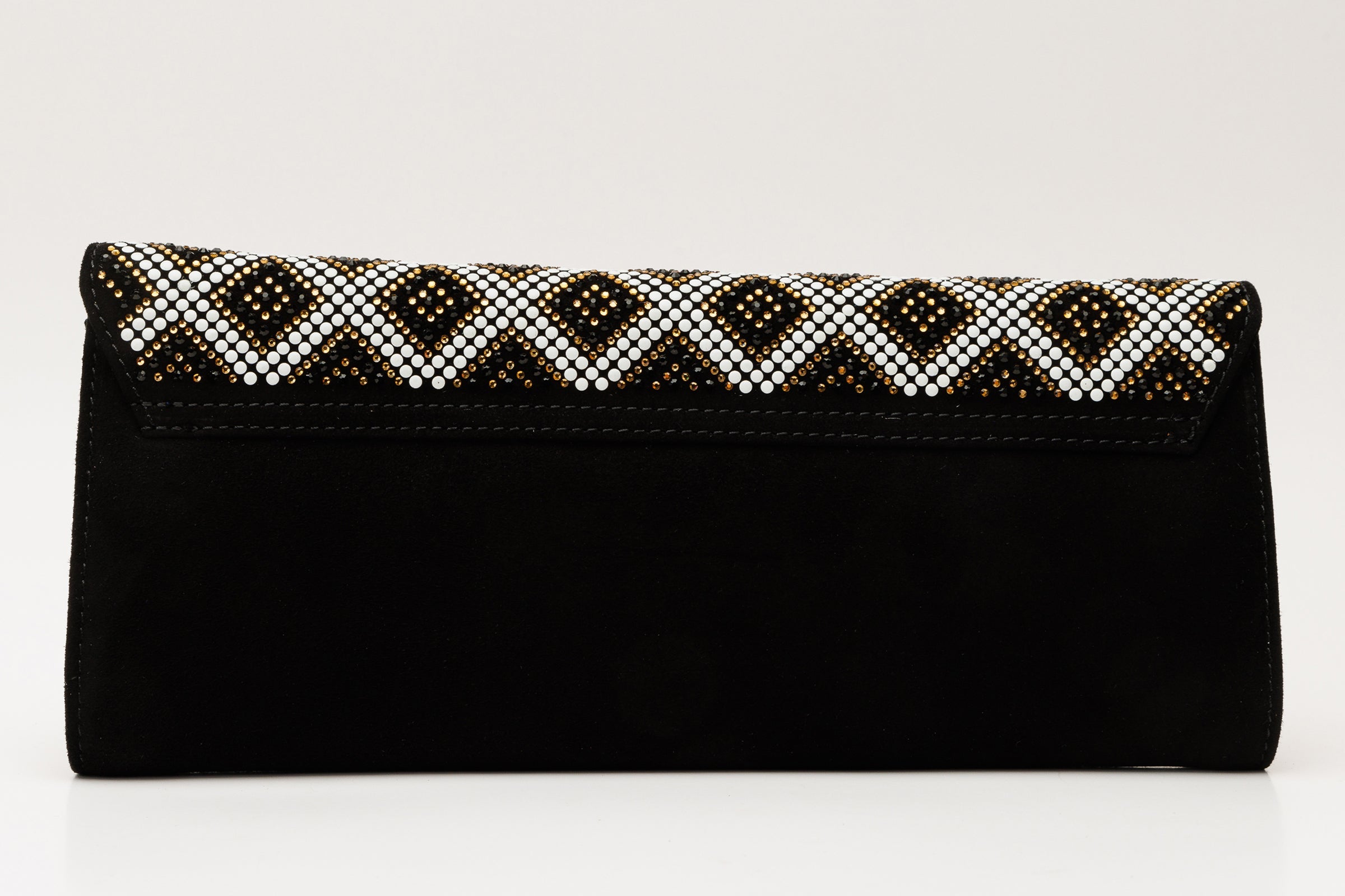 The Nampula Black Glitter Suede Leather Clutch - Vinci Leather