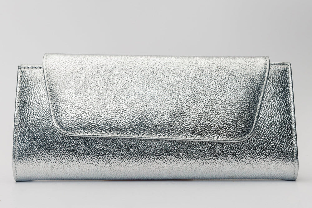 The Ege Silver Leather Clutch - Vinci Leather