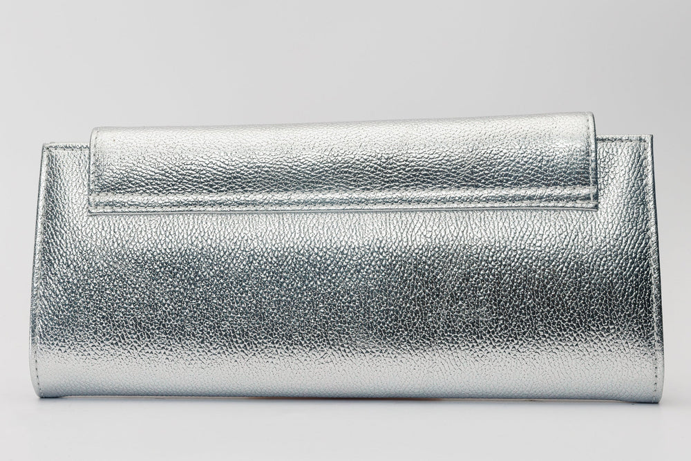 The Ege Silver Leather Clutch - Vinci Leather