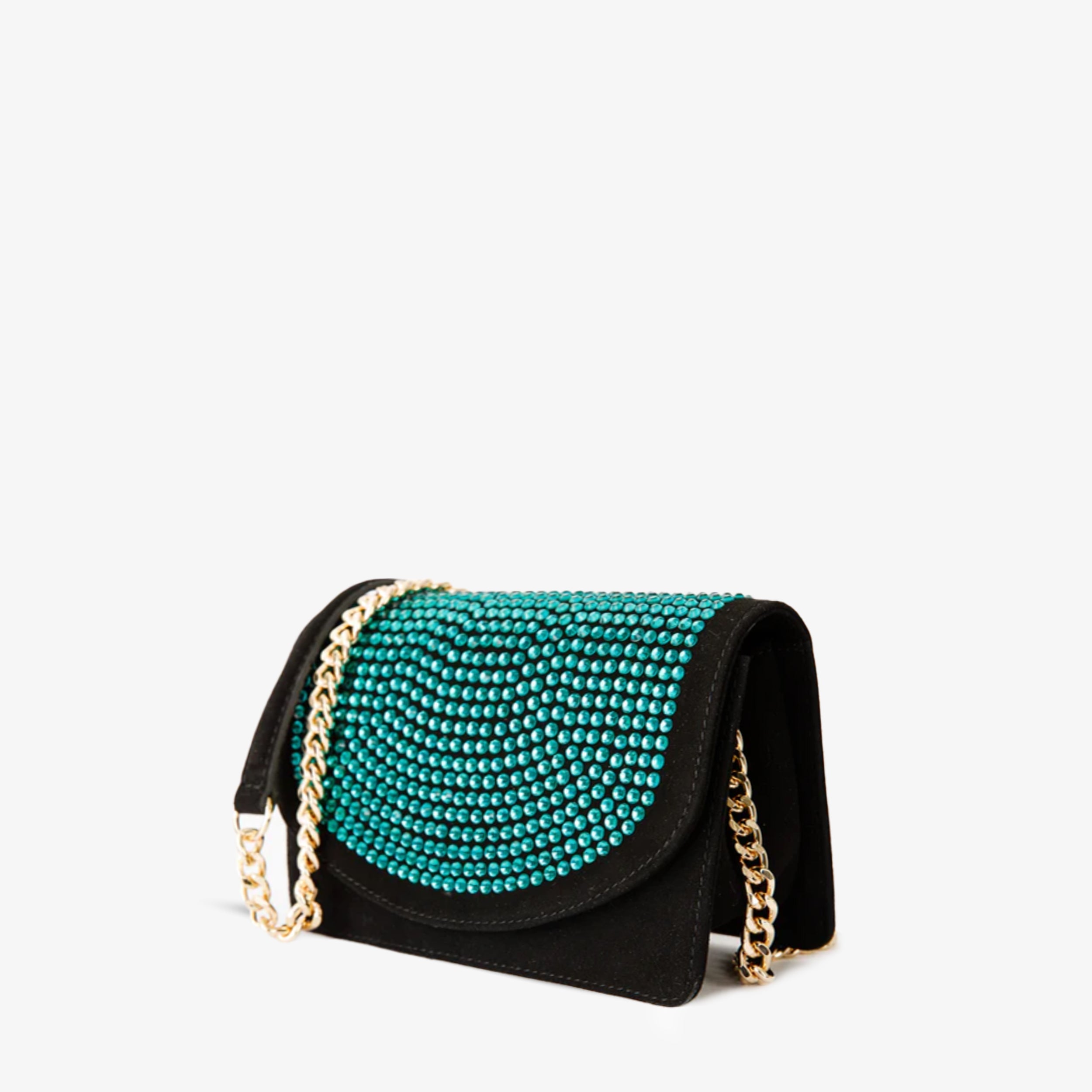 The Ailano Black Leather Glitter Handbag - Vinci Leather