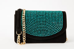 The Ailano Black Leather Glitter Handbag - Vinci Leather
