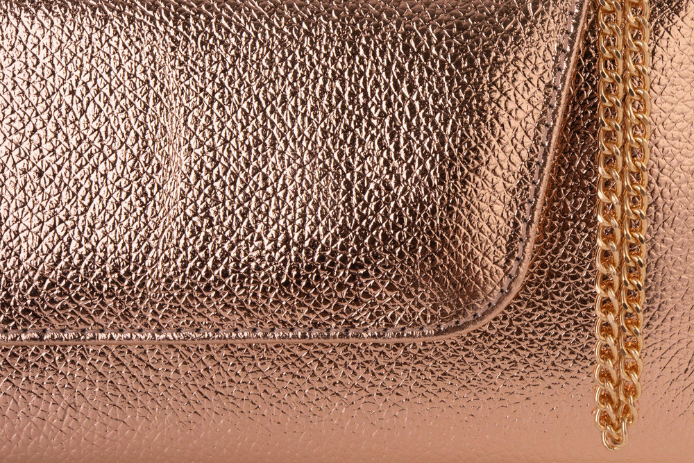The Ege Rose Gold Leather Clutch - Vinci Leather