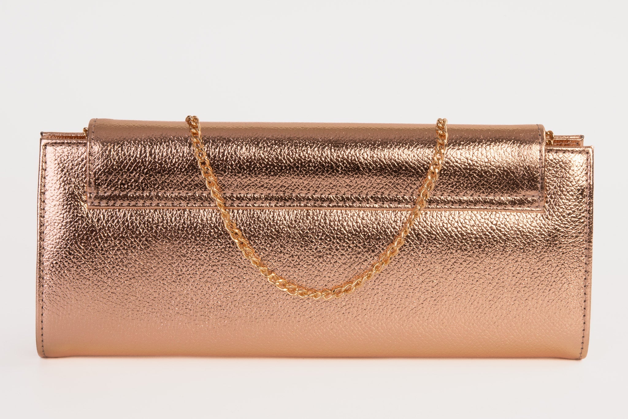 The Ege Rose Gold Leather Clutch - Vinci Leather