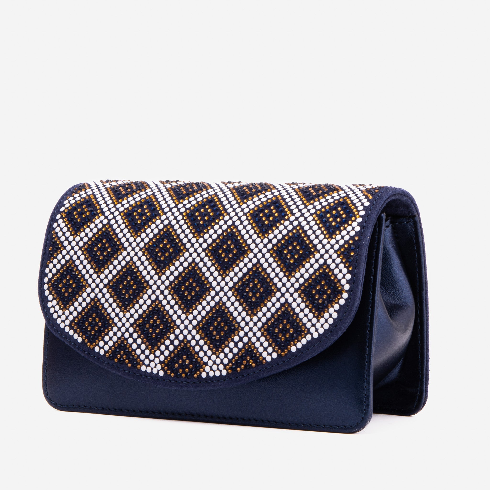 The Nampula Navy Blue Glitter Leather Handbag - Vinci Leather