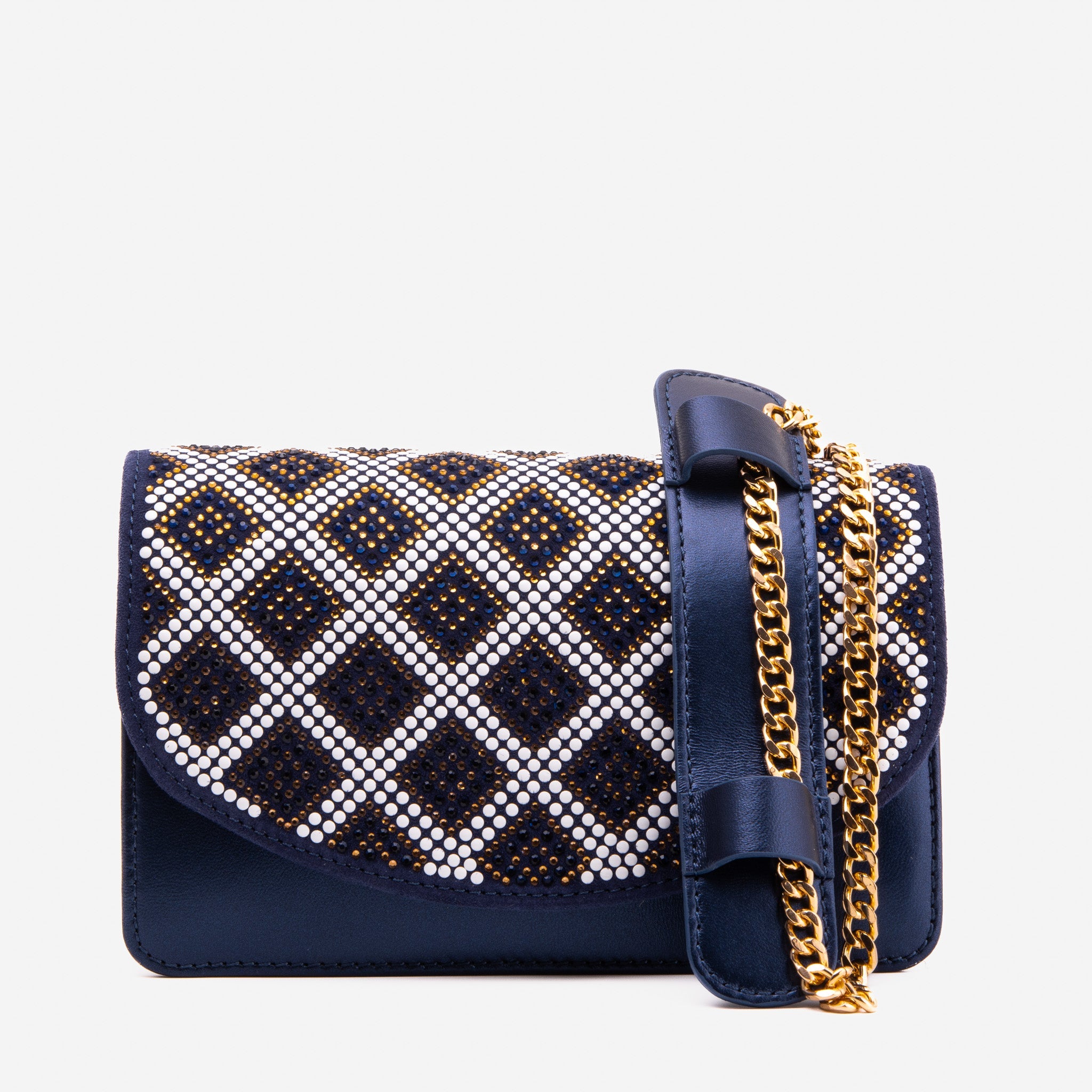 The Nampula Navy Blue Glitter Leather Handbag - Vinci Leather