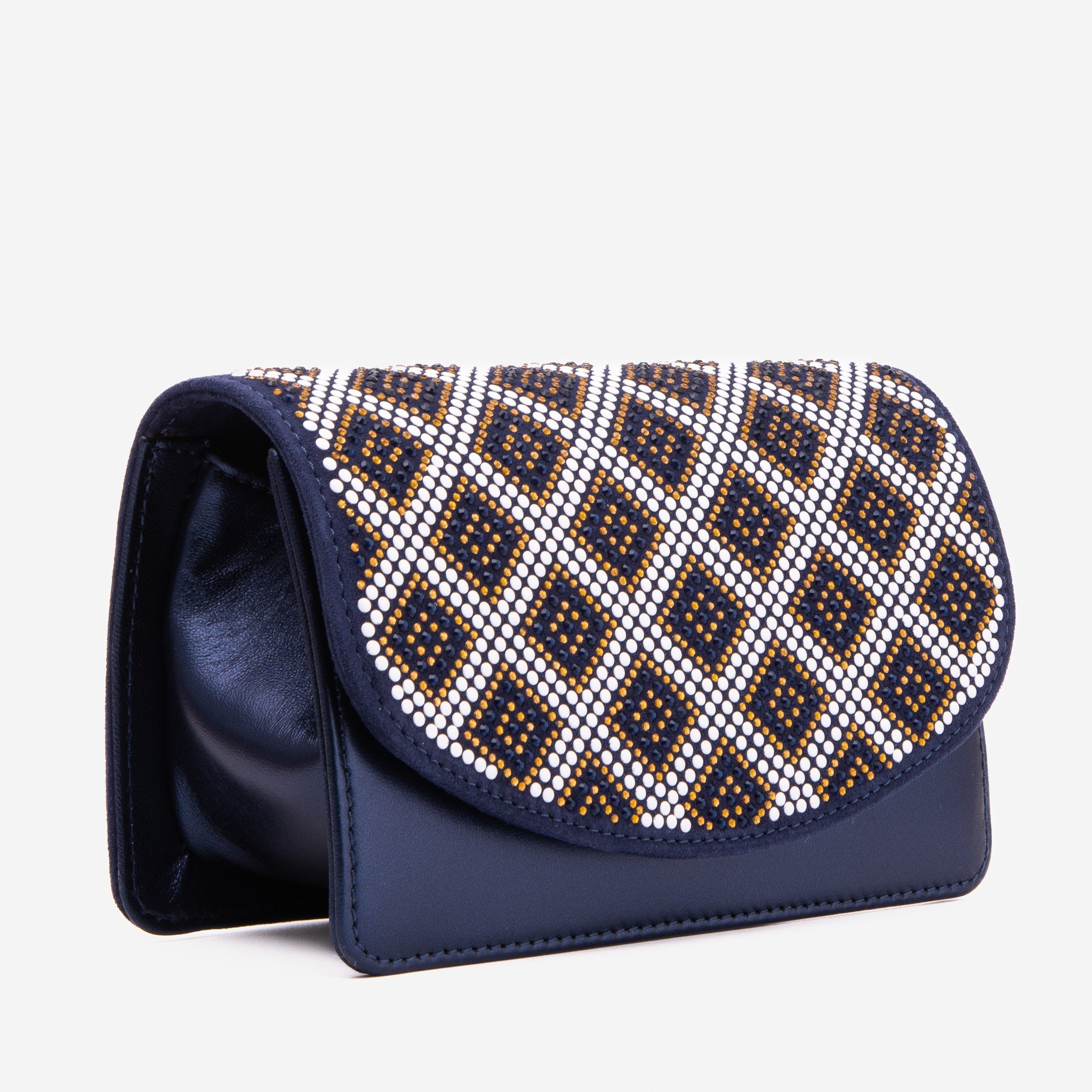 The Nampula Navy Blue Glitter Leather Handbag - Vinci Leather