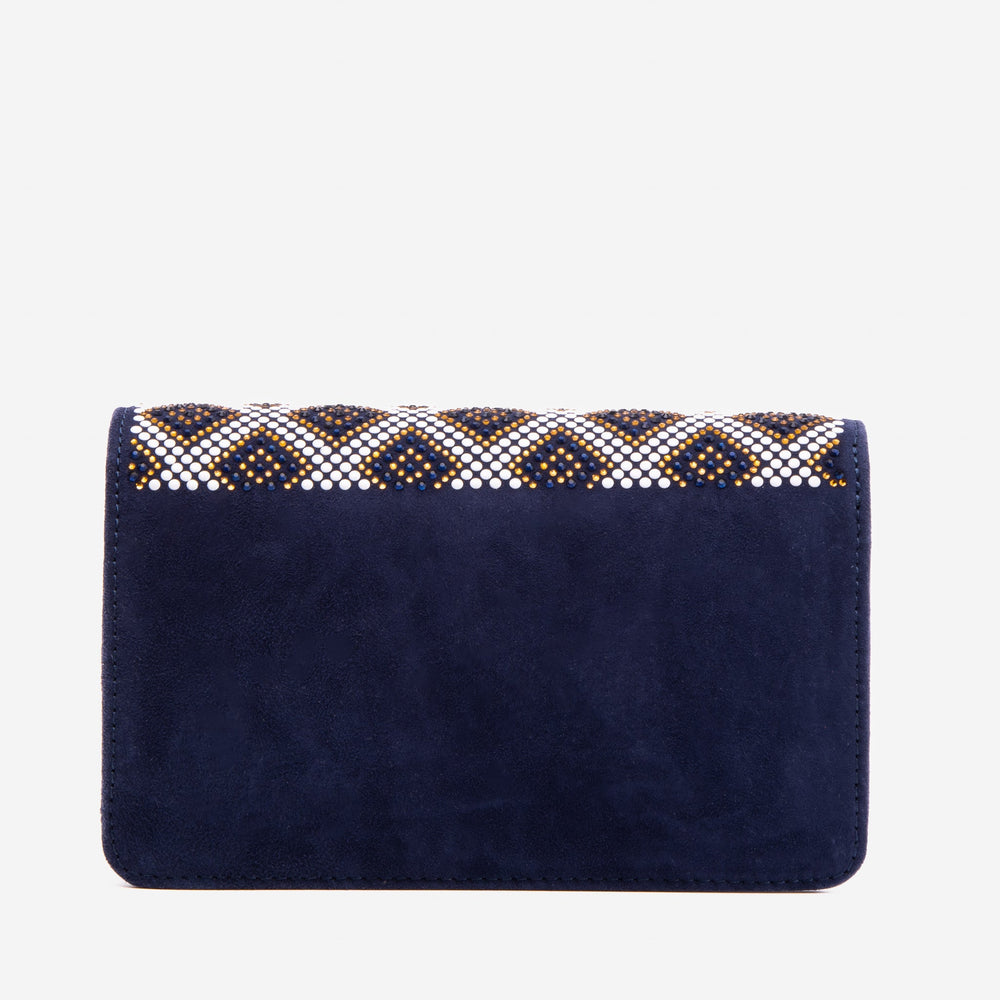 The Nampula Navy Blue Glitter Leather Handbag - Vinci Leather