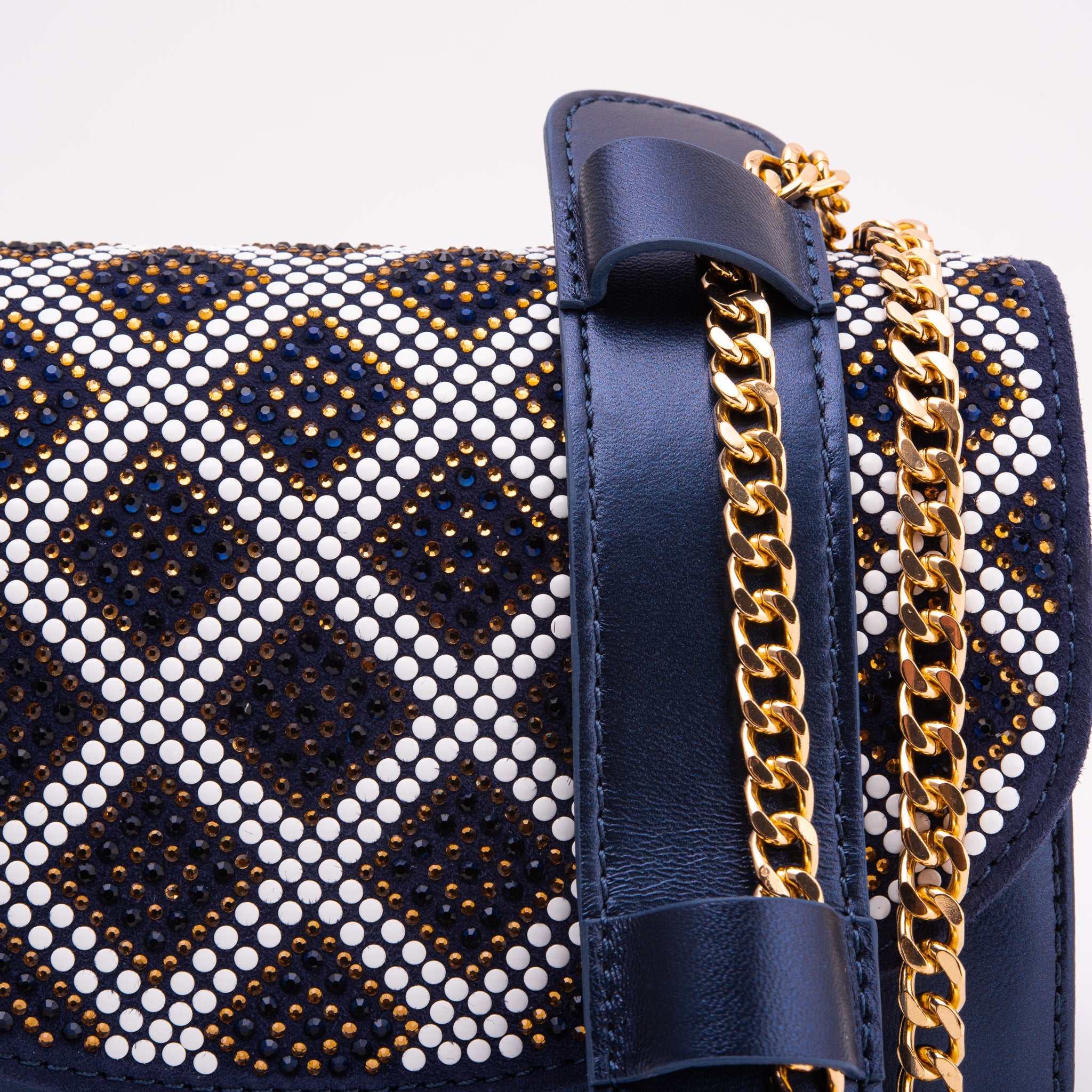 The Nampula Navy Blue Glitter Leather Handbag - Vinci Leather