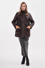 The Liora Brown Leather Jacket - Vinci Leather