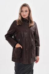The Liora Brown Leather Jacket - Vinci Leather
