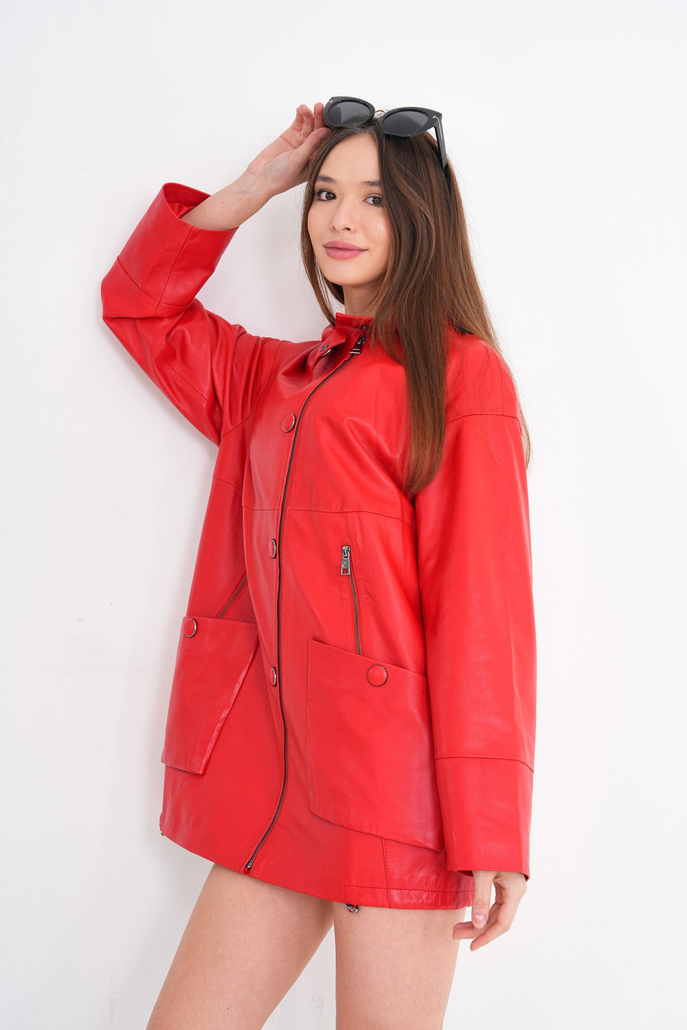 The Lioara Red Leather Jacket - Vinci Leather