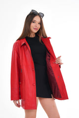 The Lioara Red Leather Jacket - Vinci Leather