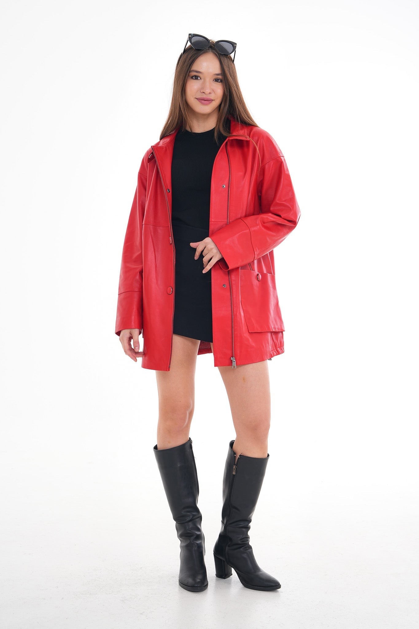 The Lioara Red Leather Jacket - Vinci Leather