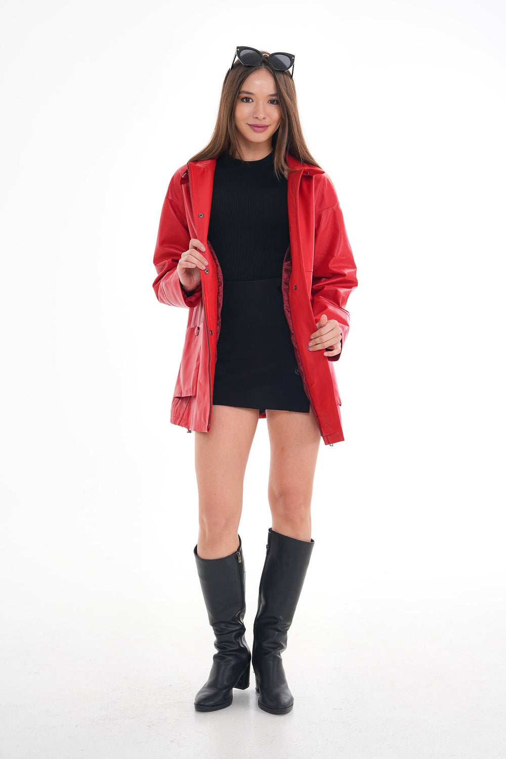 The Lioara Red Leather Jacket - Vinci Leather