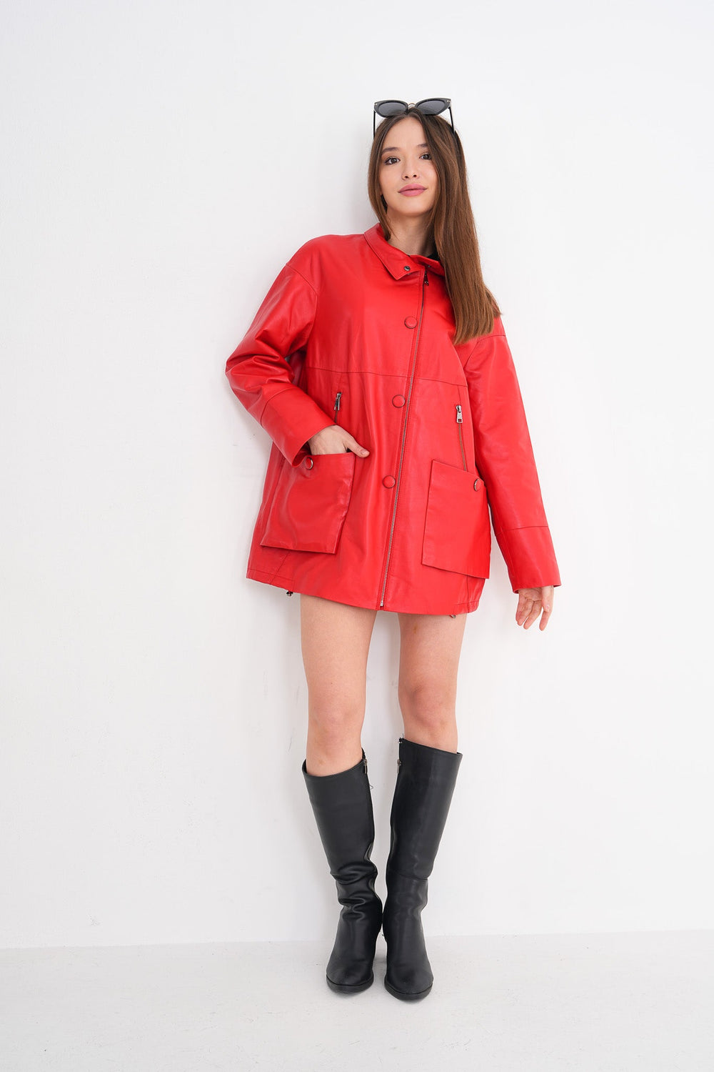 The Lioara Red Leather Jacket - Vinci Leather