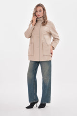 The Lioara Cream Leather Jacket - Vinci Leather