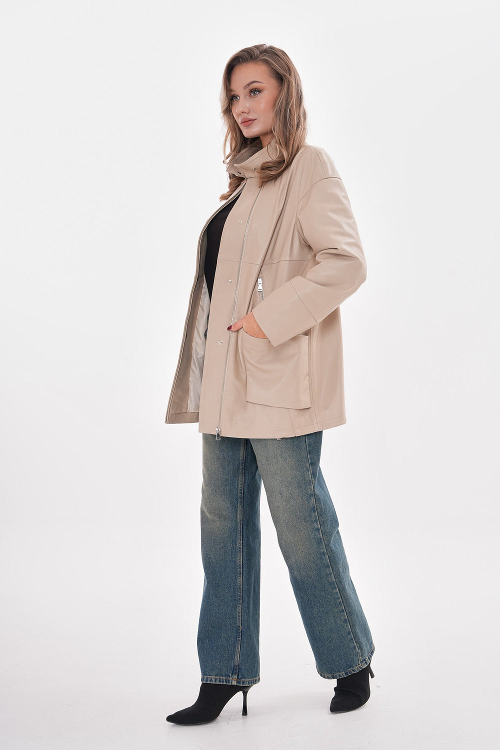 The Lioara Cream Leather Jacket - Vinci Leather