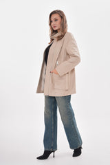 The Lioara Cream Leather Jacket - Vinci Leather