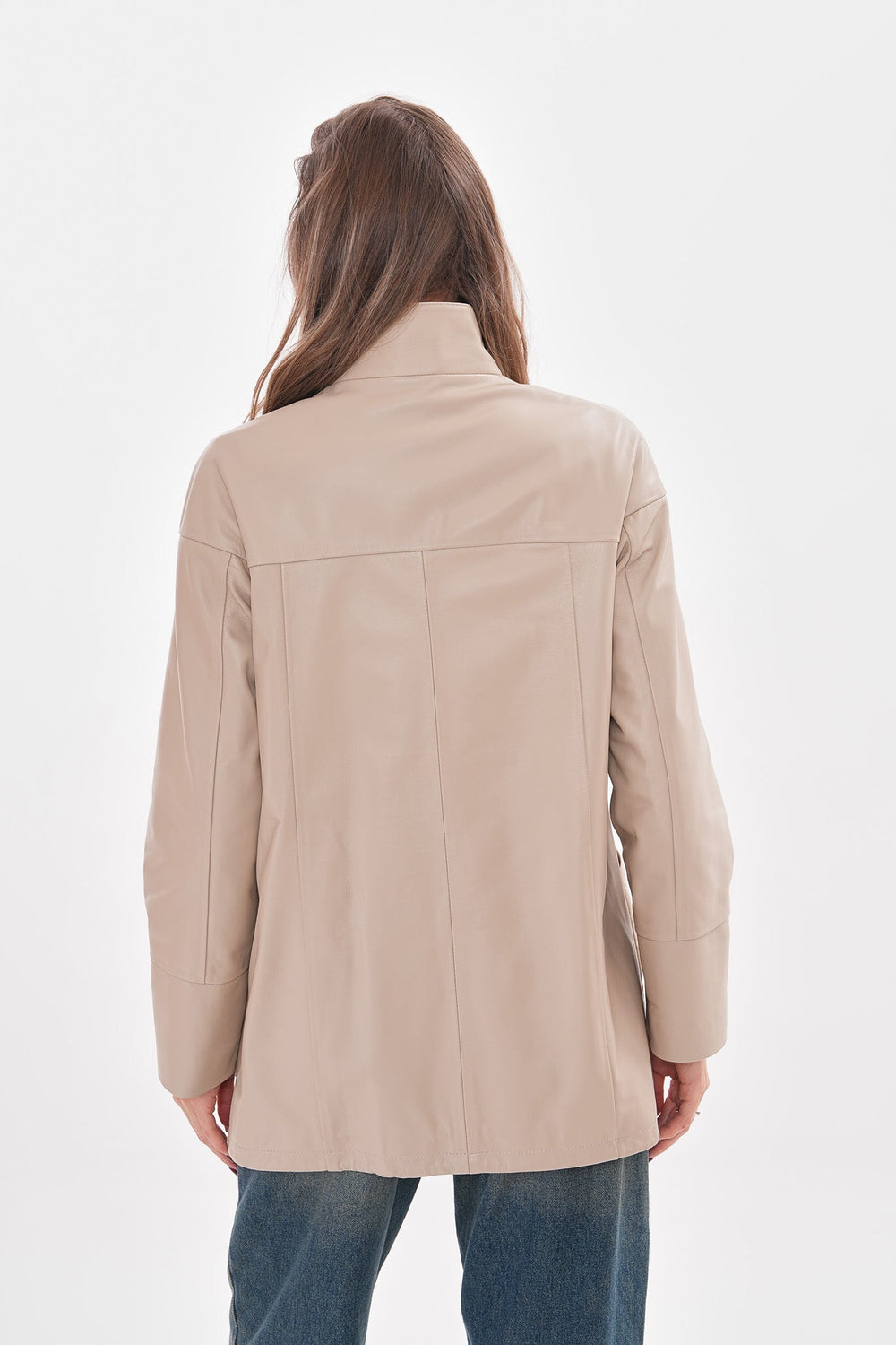 The Lioara Cream Leather Jacket - Vinci Leather