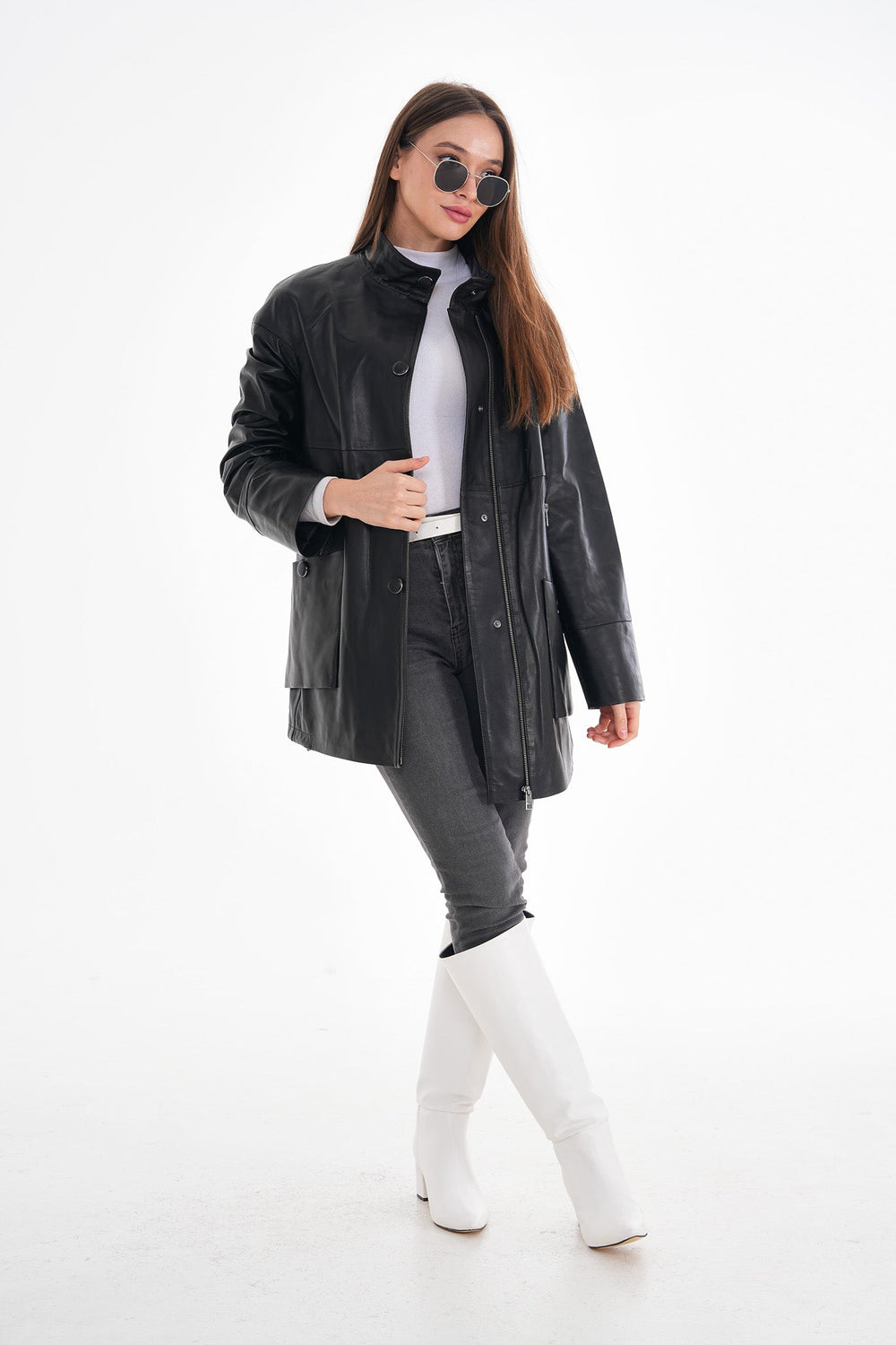 The Lioara Black Leather Jacket - Vinci Leather