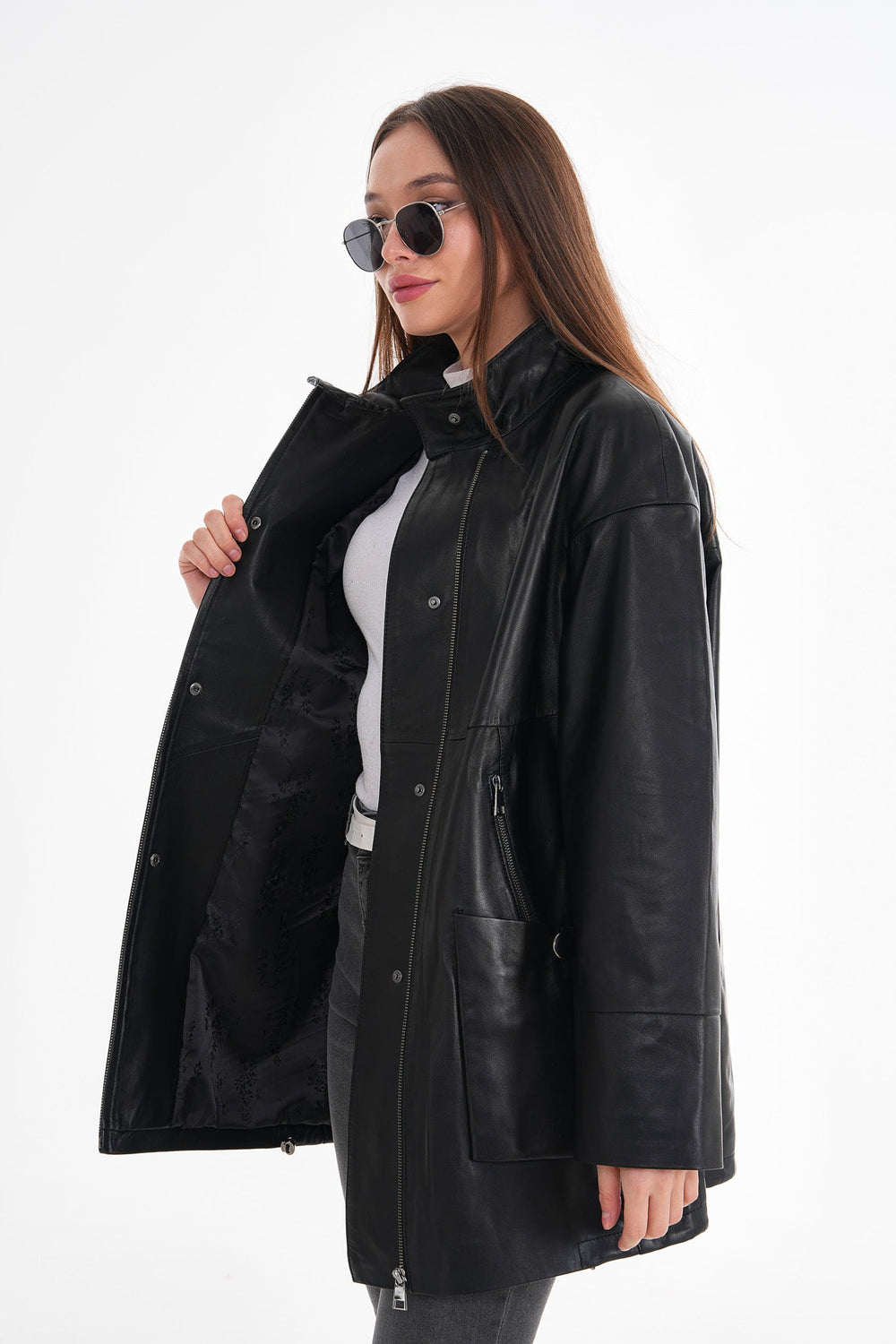 The Lioara Black Leather Jacket - Vinci Leather