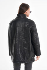 The Lioara Black Leather Jacket - Vinci Leather