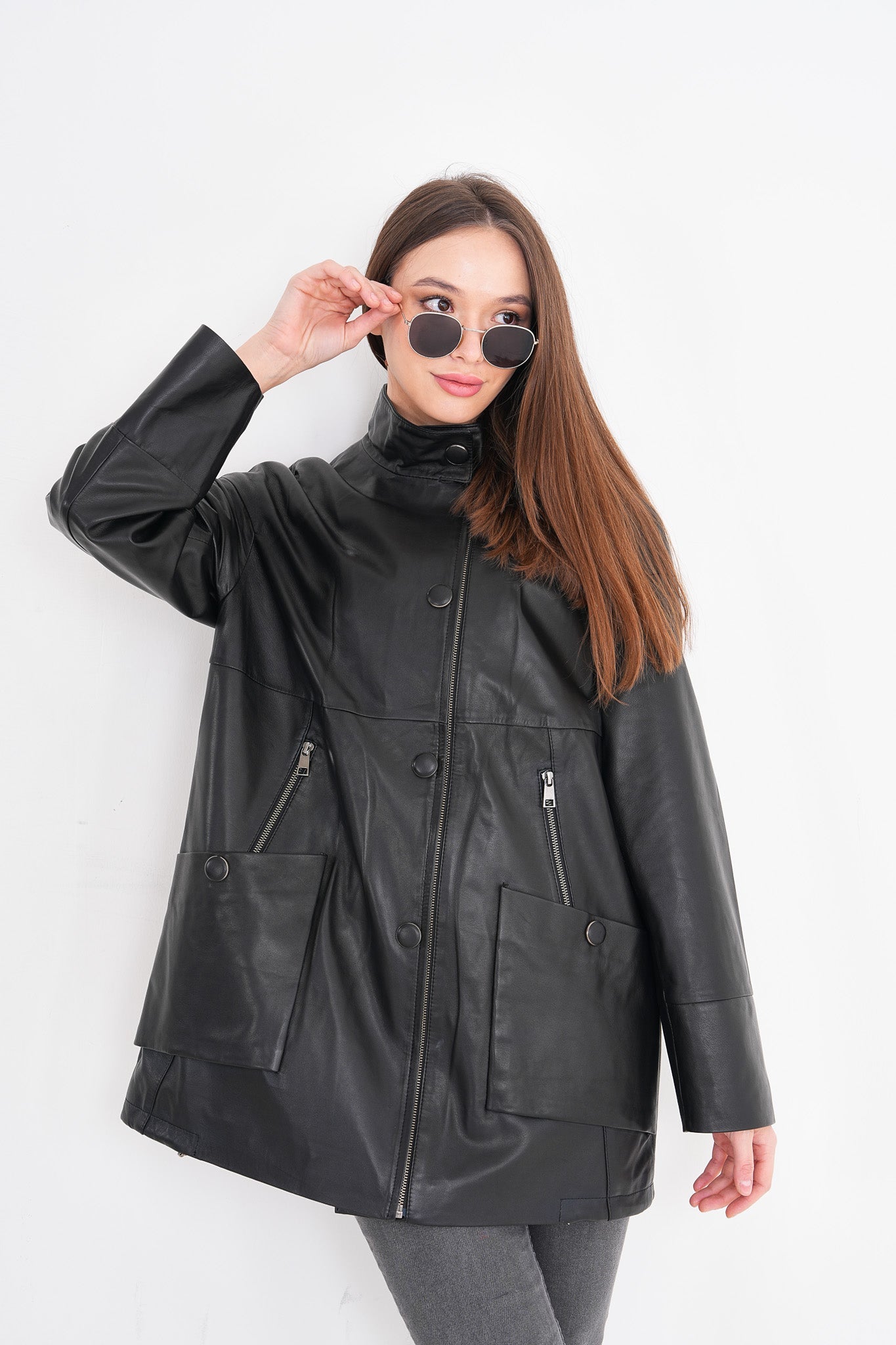 The Lioara Black Leather Jacket - Vinci Leather