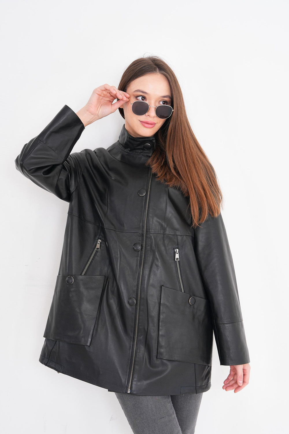 The Lioara Black Leather Jacket - Vinci Leather