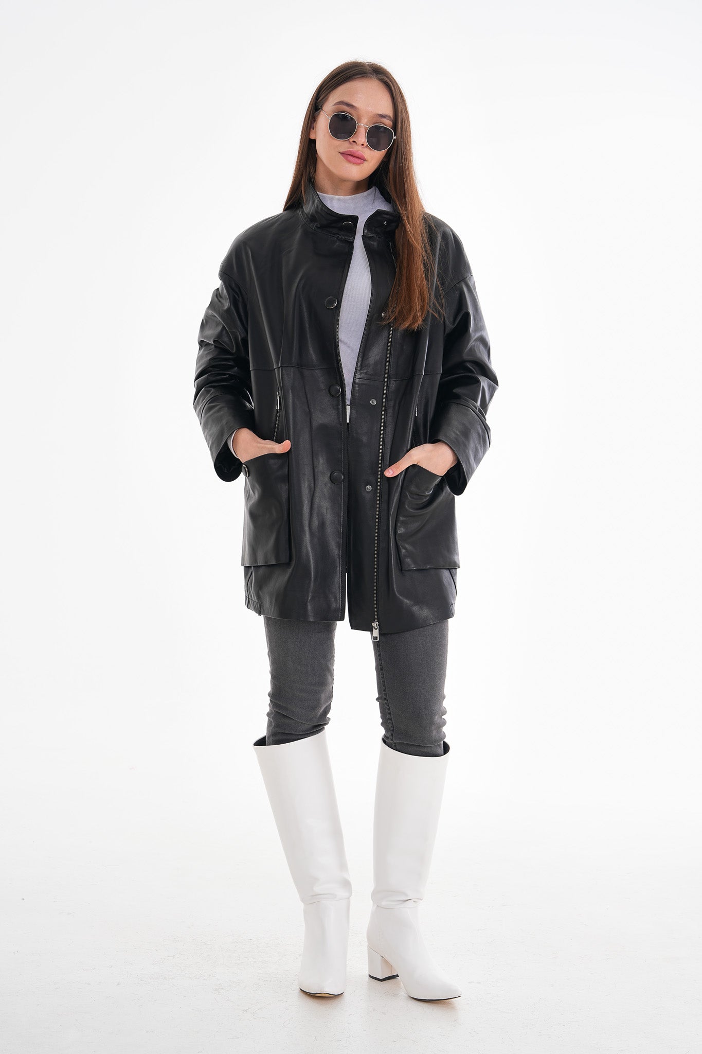 The Lioara Black Leather Jacket - Vinci Leather