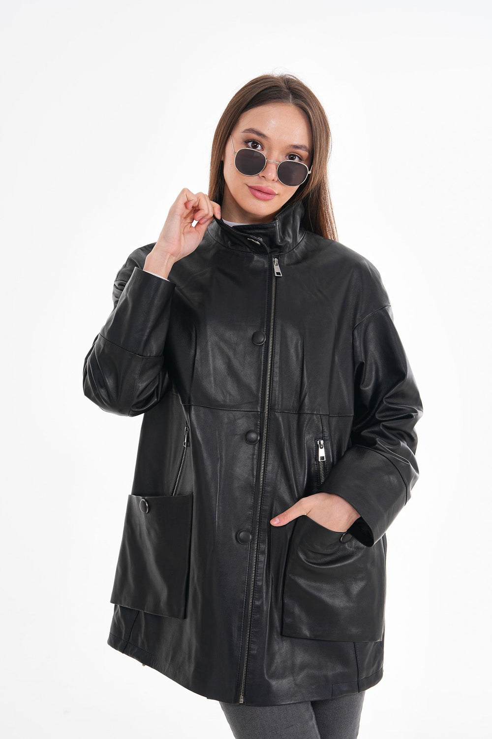 The Lioara Black Leather Jacket - Vinci Leather