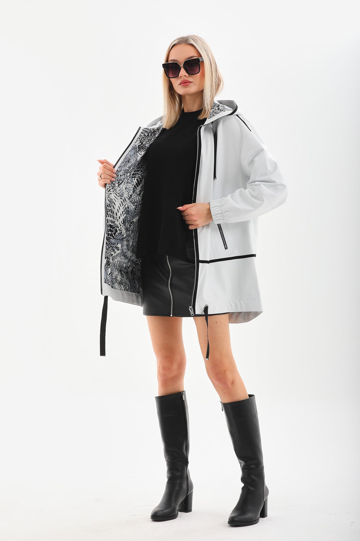 The Vega White Reversible Leather Jacket - Vinci Leather