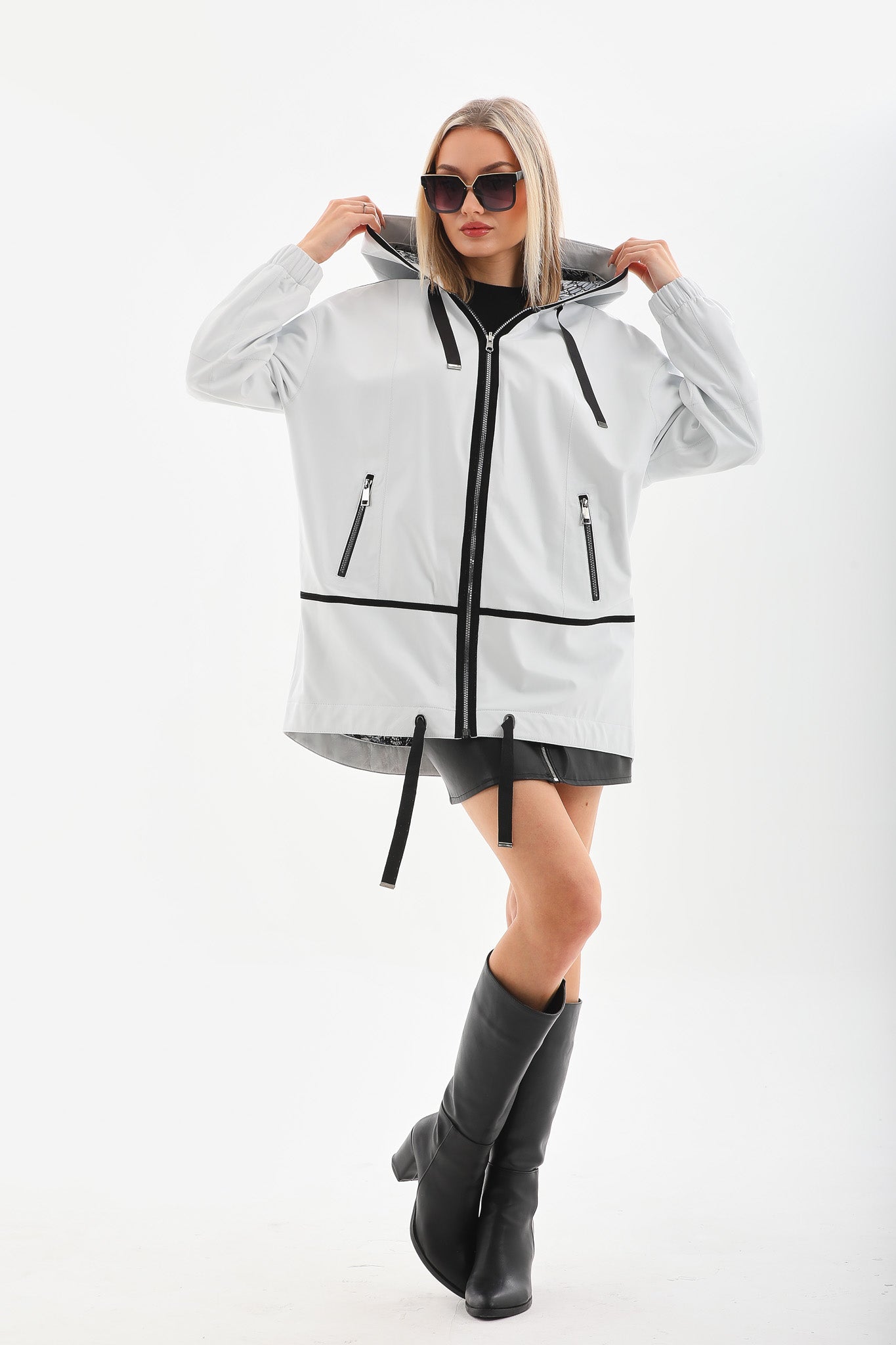 The Vega White Reversible Leather Jacket - Vinci Leather