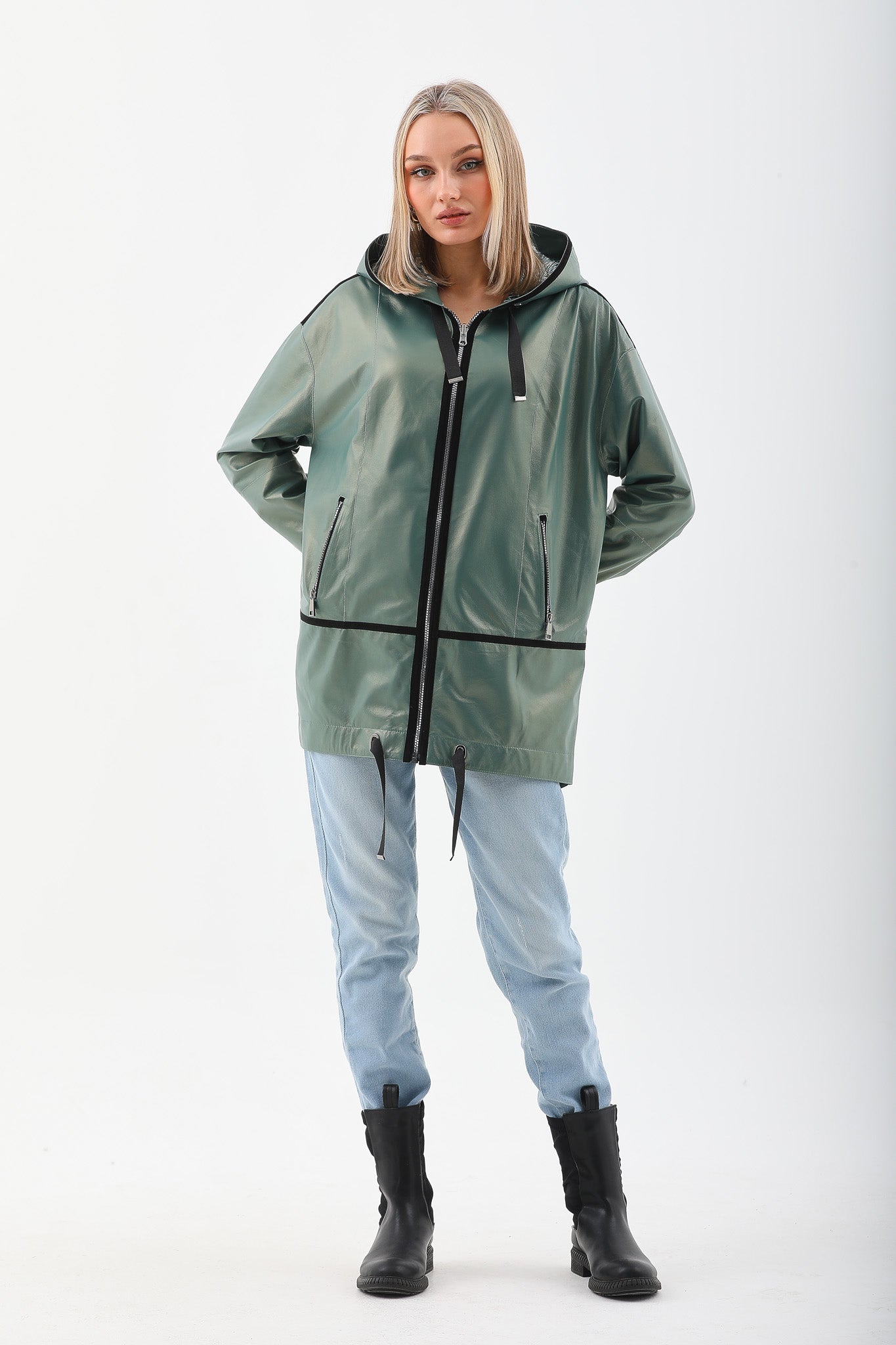 The Sage Olive Green Leather Jacket - Vinci Leather