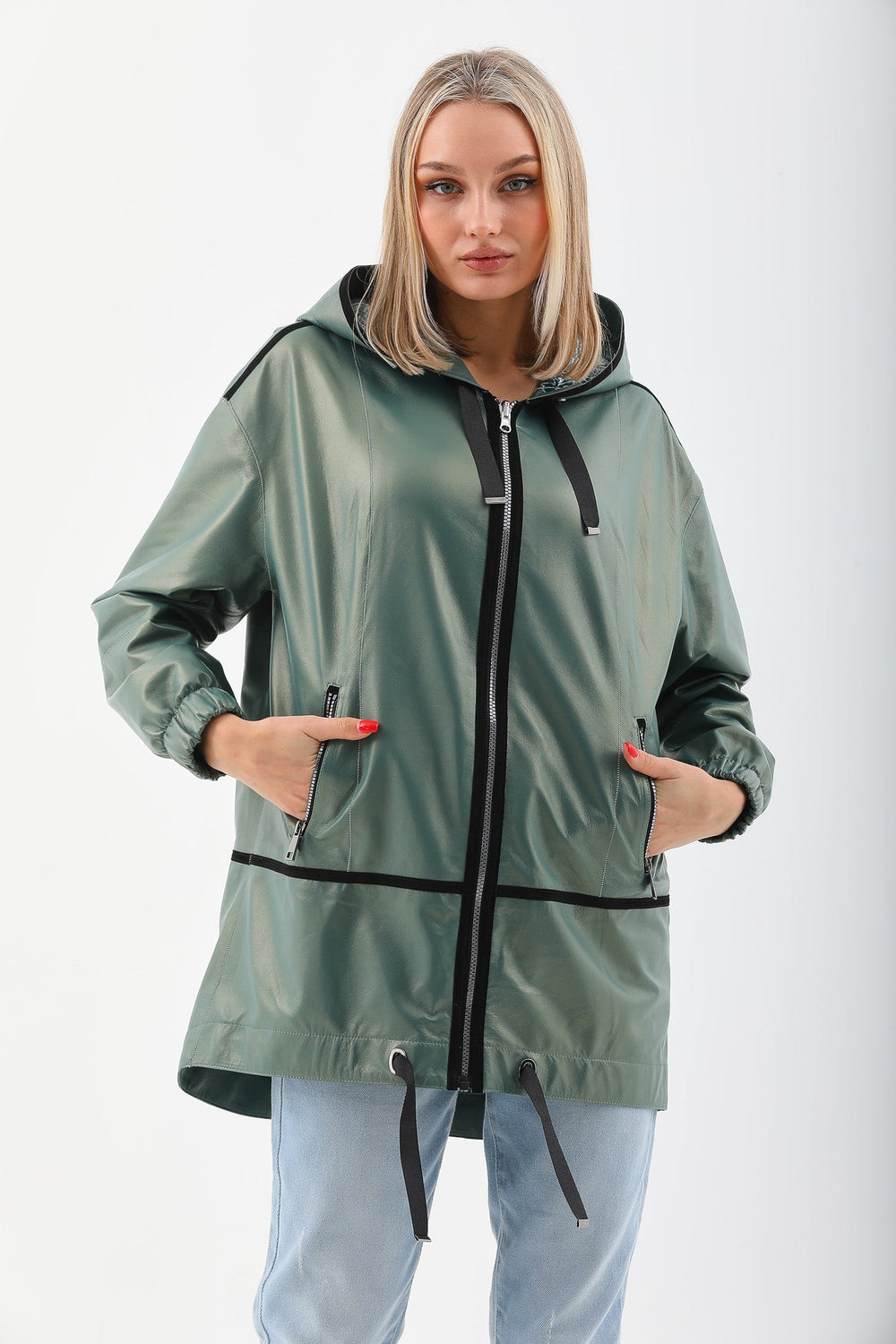 The Sage Olive Green Leather Jacket - Vinci Leather